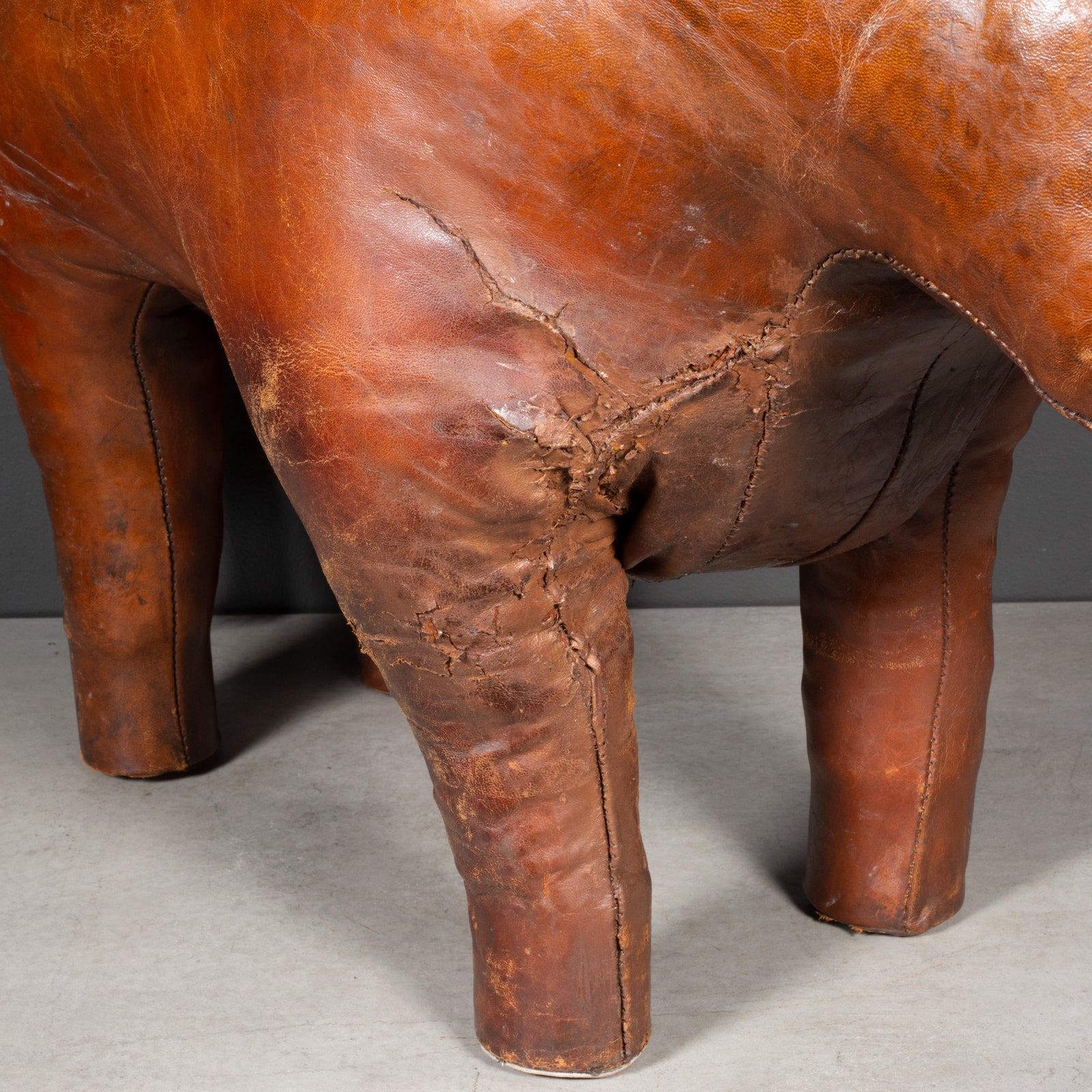 Dimitri Omersa for Abercrombie & Fitch Leather Bull Footstool/Ottoman  c.1960 | S16 Home