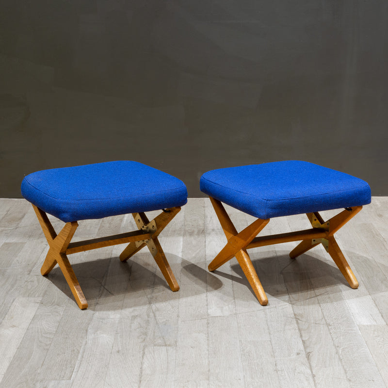 Pair of Midcentury Folke Ohlsson for DUX Reclining Lounge Chairs and Adjustable Ottomans c.1960