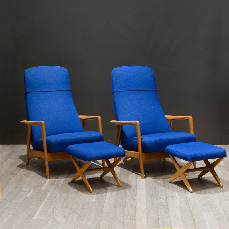 MCM Folke Ohlsson for DUX Reclining Lounge Chairs and Adjustable Ottomans c.1960