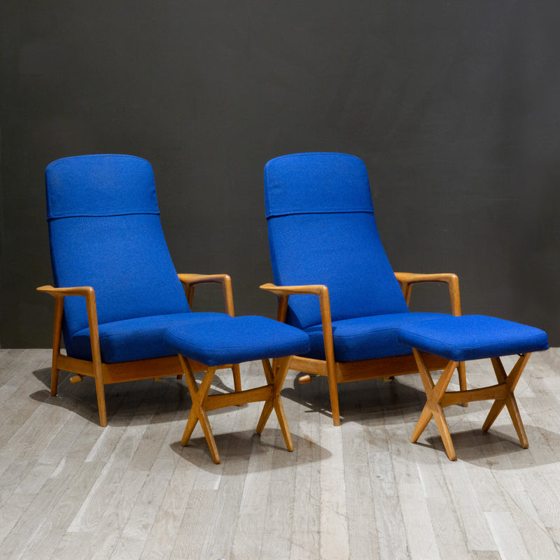 MCM Folke Ohlsson for DUX Reclining Lounge Chairs and Adjustable Ottomans c.1960