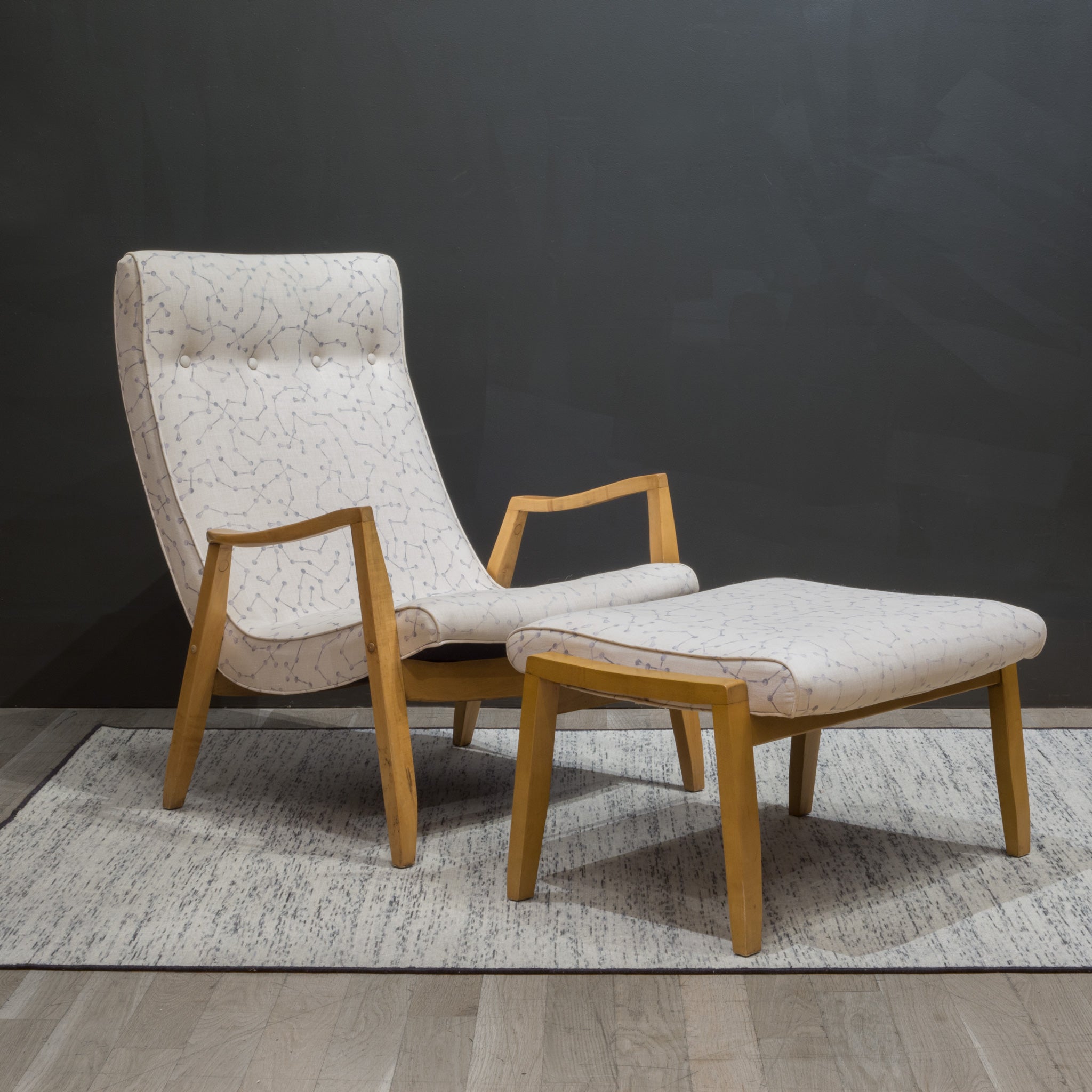 Mid-century Milo Baughman Scoop Lounge Chair and Ottoman c.1950-1960