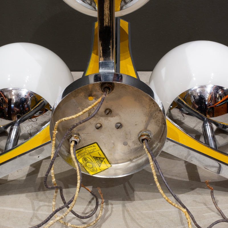 Mid-century Chrome and Gold Ceramic Flush Mount c.1960