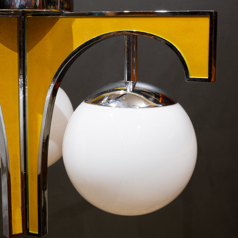 Mid-century Chrome and Gold Ceramic Flush Mount c.1960