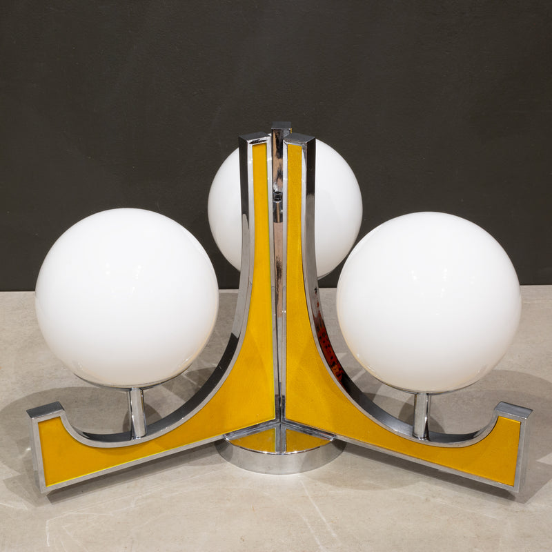 Mid-century Chrome and Gold Ceramic Flush Mount c.1960