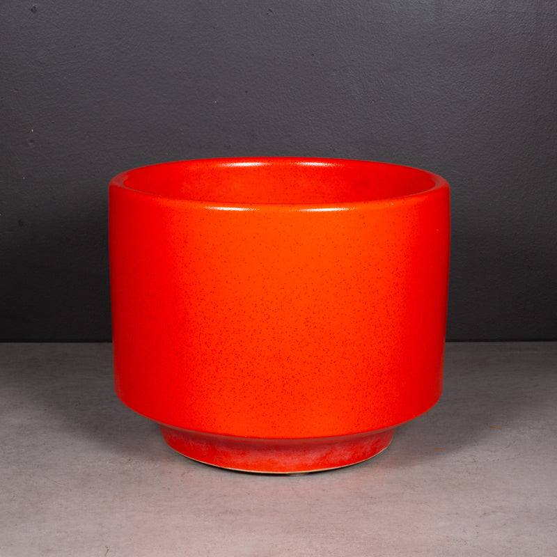 Mid-century Orange-Red Ceramic Plant Pot c.1960