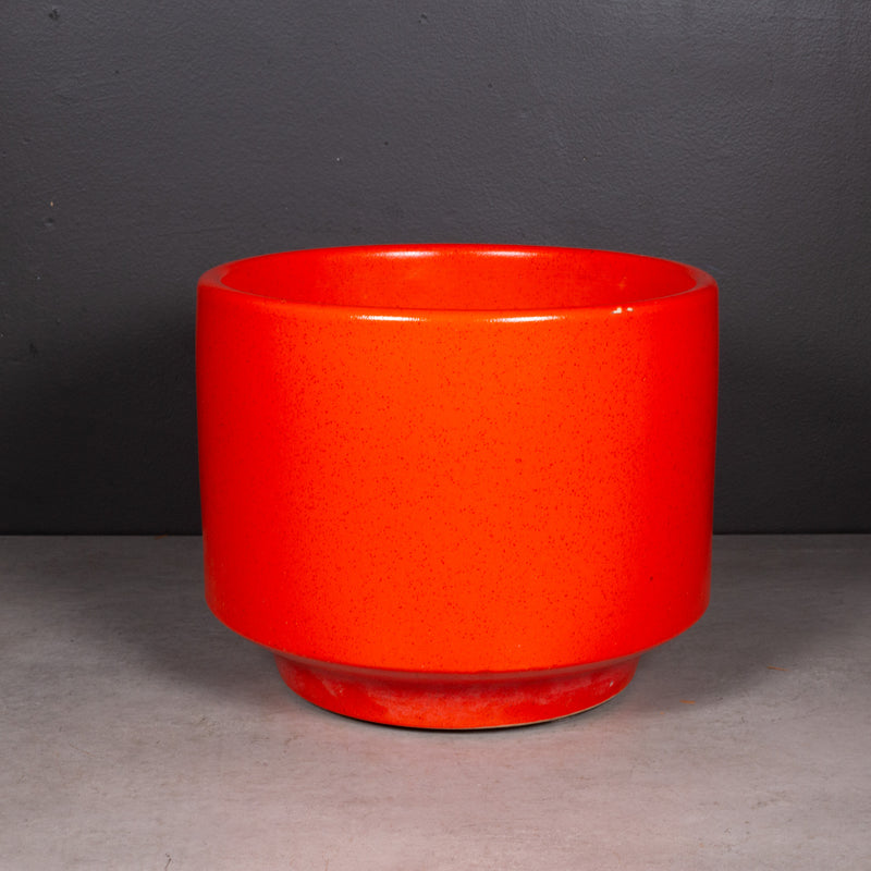 Mid-century Orange-Red Ceramic Plant Pot c.1960
