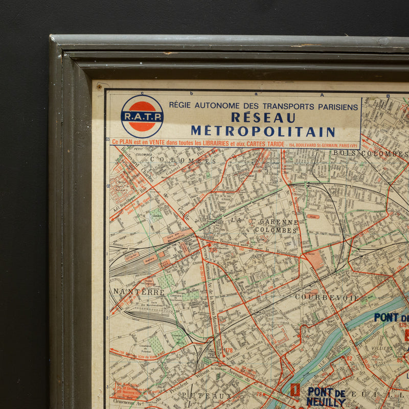 Mid-century Paris Metro Map c.1966