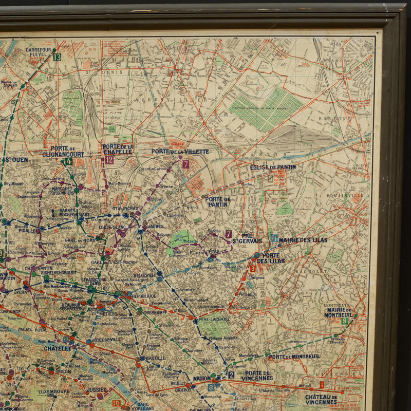 Mid-century Paris Metro Map c.1966