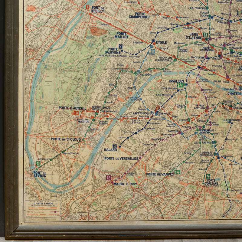 Mid-century Paris Metro Map c.1966