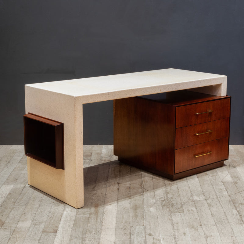 Mahogany and Cork Desk, Paul Frankl for Johnson Furniture c.1950