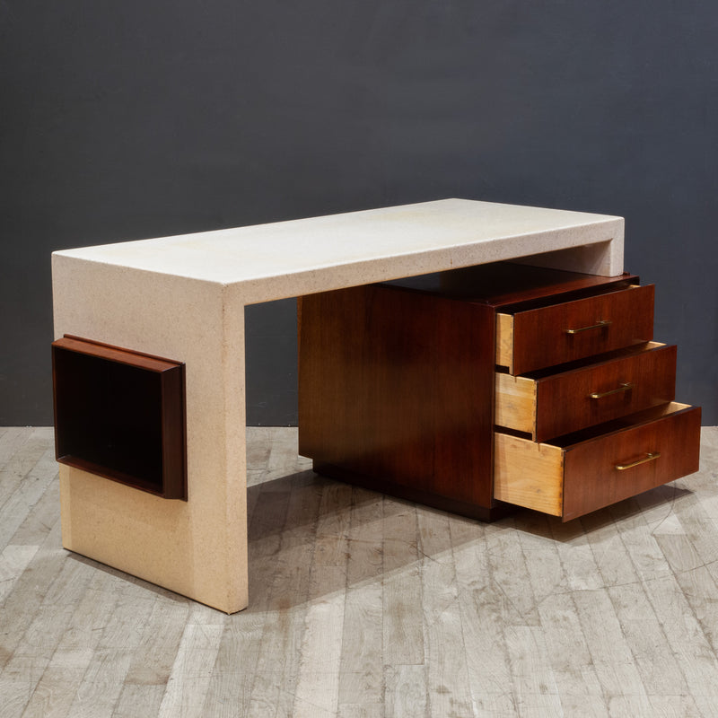 Mahogany and Cork Desk, Paul Frankl for Johnson Furniture c.1950