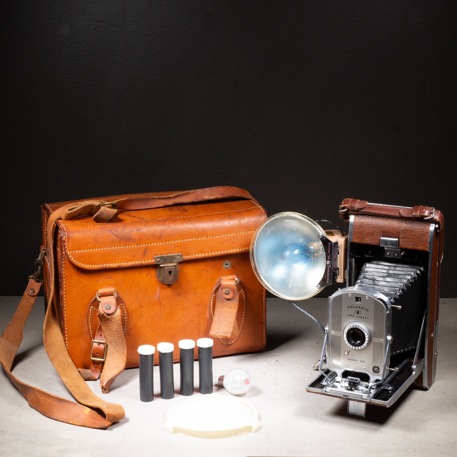 Polaroid Land Camera Model 95A and Leather Carrying Case c.1950