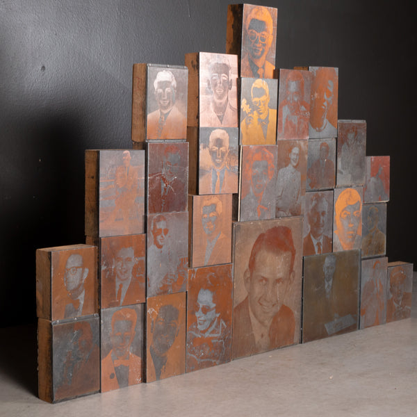 Collection of 29 Copper Typeset Portrait Print Blocks c.1960 | S16 Home
