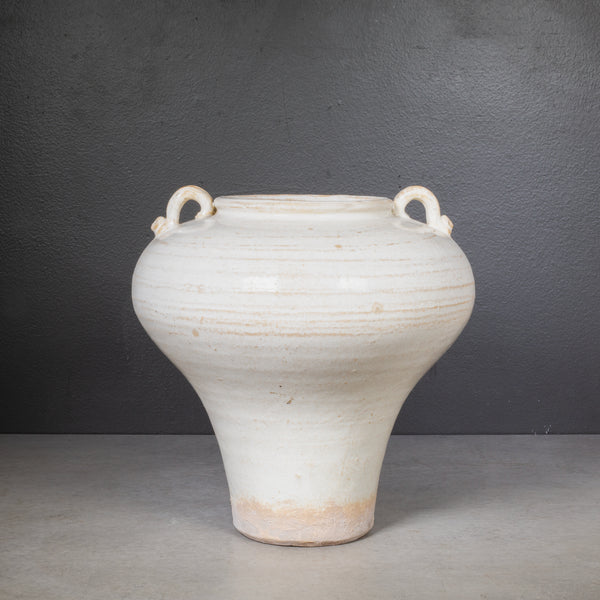 White Ceramic Milk Pottery with Handles