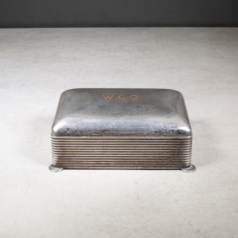 Art Deco Monogrammed "WCC" Silver Plated Cigarette Box c.1930