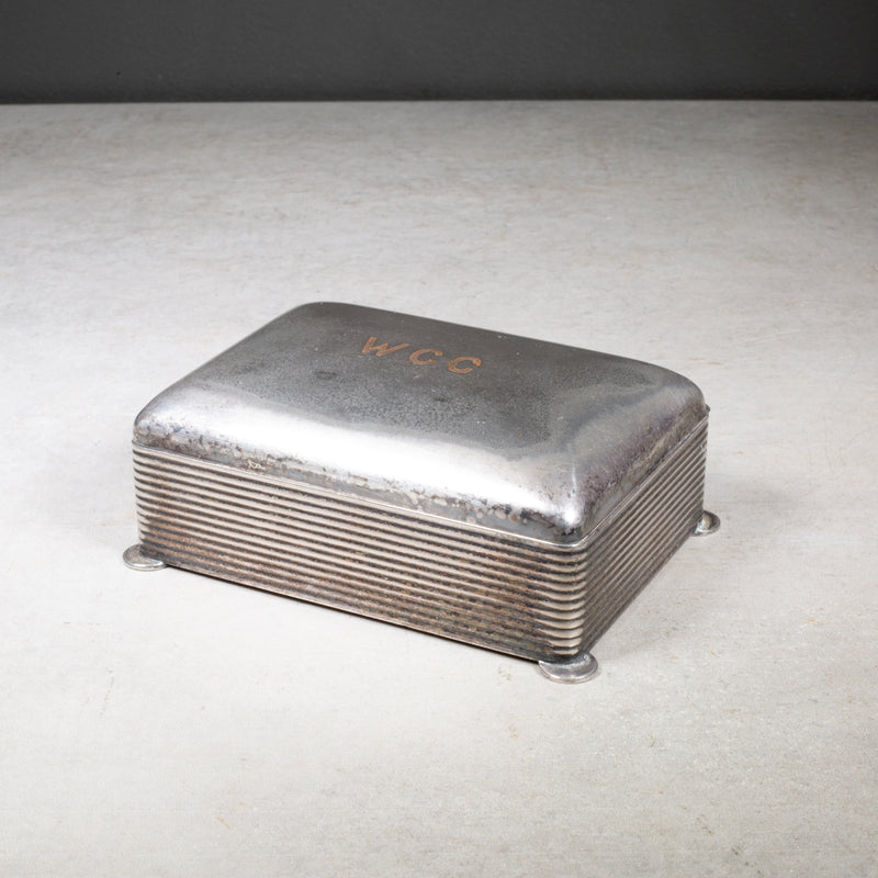 Art Deco Monogrammed "WCC" Silver Plated Cigarette Box c.1930