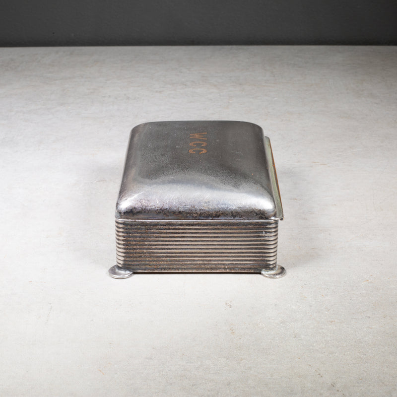 1930s cigarette box box, c. 1930 Art Deco Monogrammed "WCC" Silver
