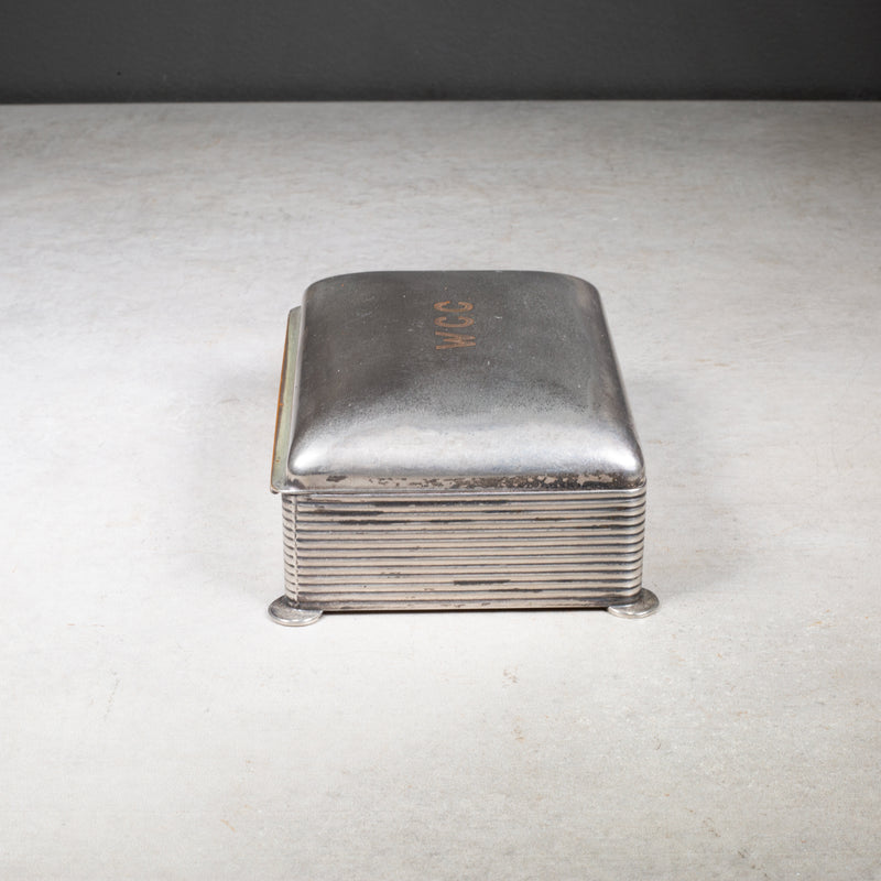Art Deco Monogrammed "WCC" Silver Plated Cigarette Box c.1930