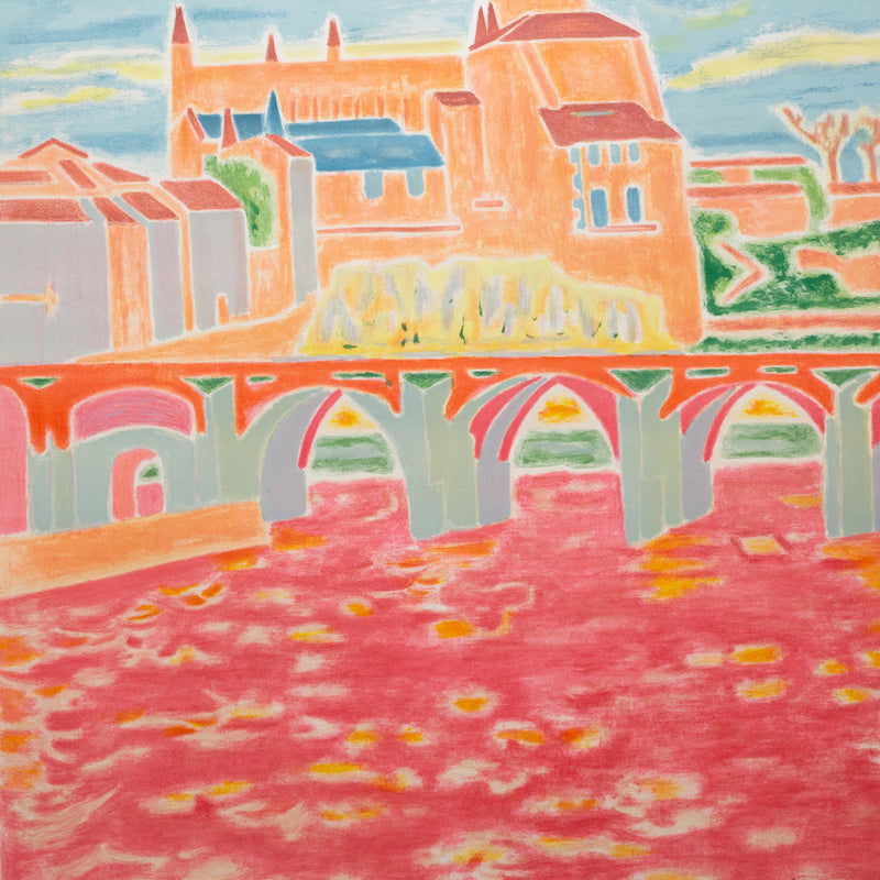 Original Restored SNCF French Rail Travel Poster, Languedoc c.1956
