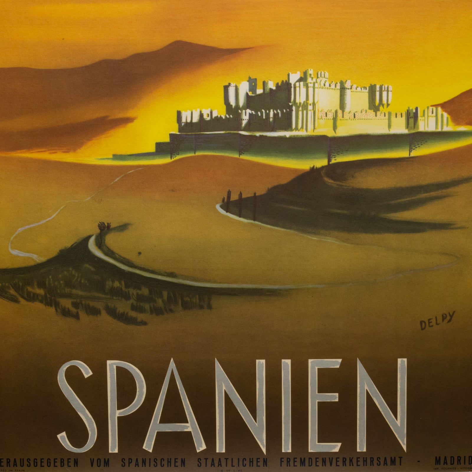 Original Restored German Travel Poster for Spain by Guy Georget c