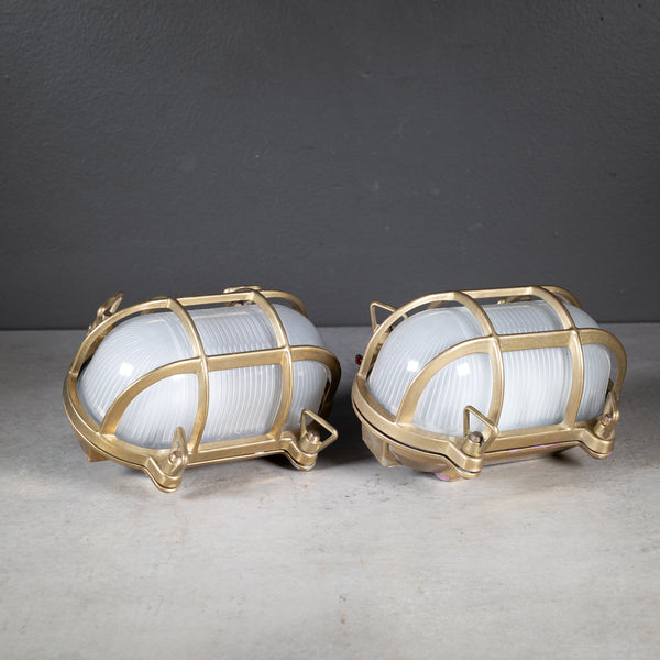 Oval Brass Bulkhead Wall Sconces by Daves Lighting, England