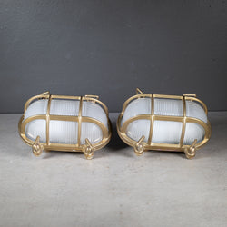 Oval Brass Bulkhead Wall Sconces by Daves Lighting, England