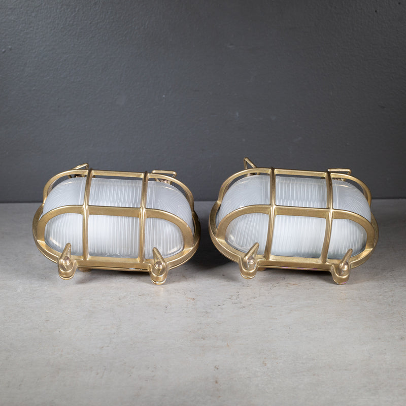Oval Brass Bulkhead Wall Sconces by Daves Lighting, England