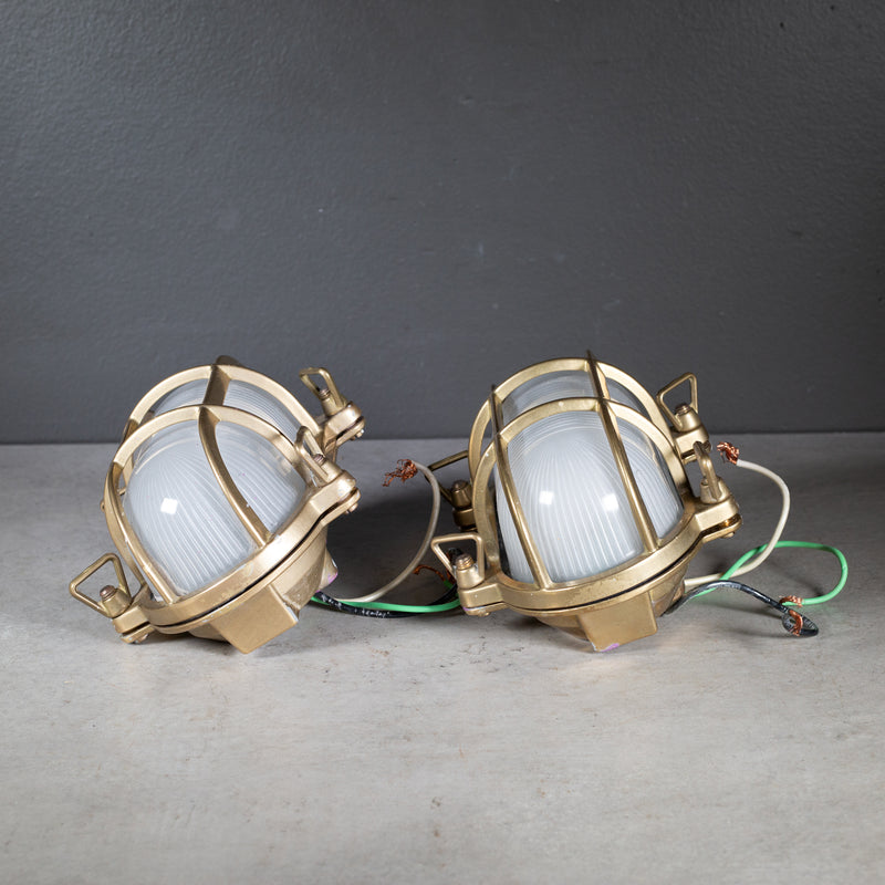 Oval Brass Bulkhead Wall Sconces by Daves Lighting, England