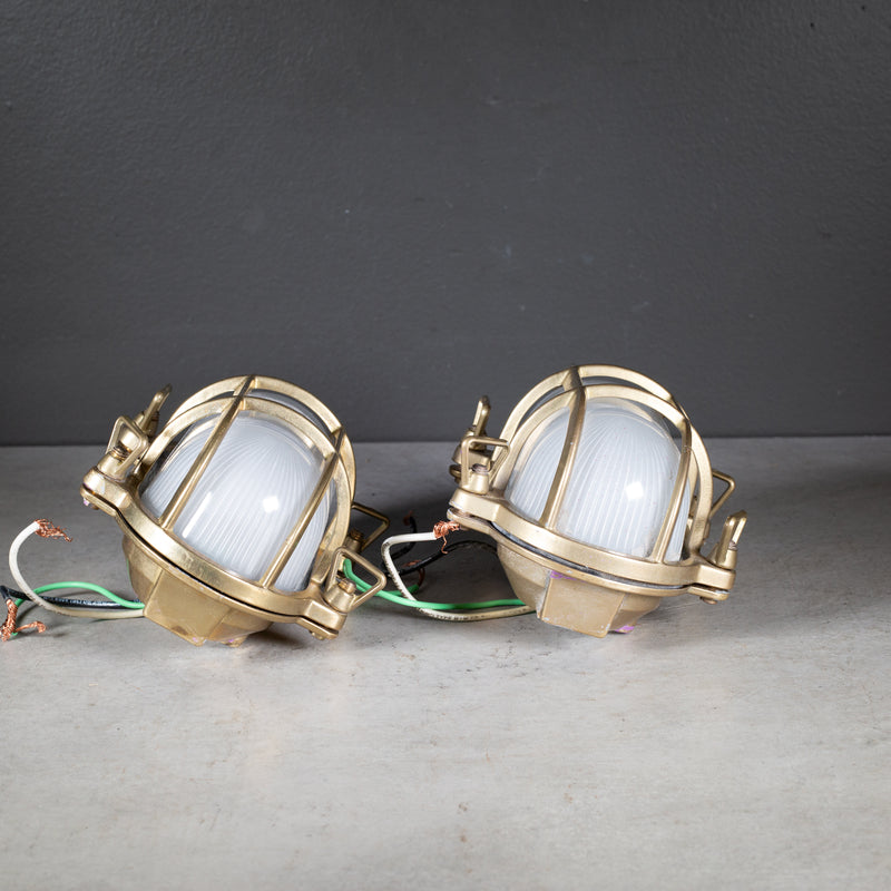 Oval Brass Bulkhead Wall Sconces by Daves Lighting, England