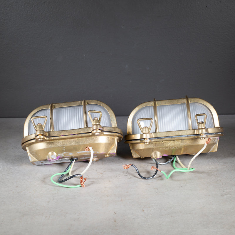 Oval Brass Bulkhead Wall Sconces by Daves Lighting, England