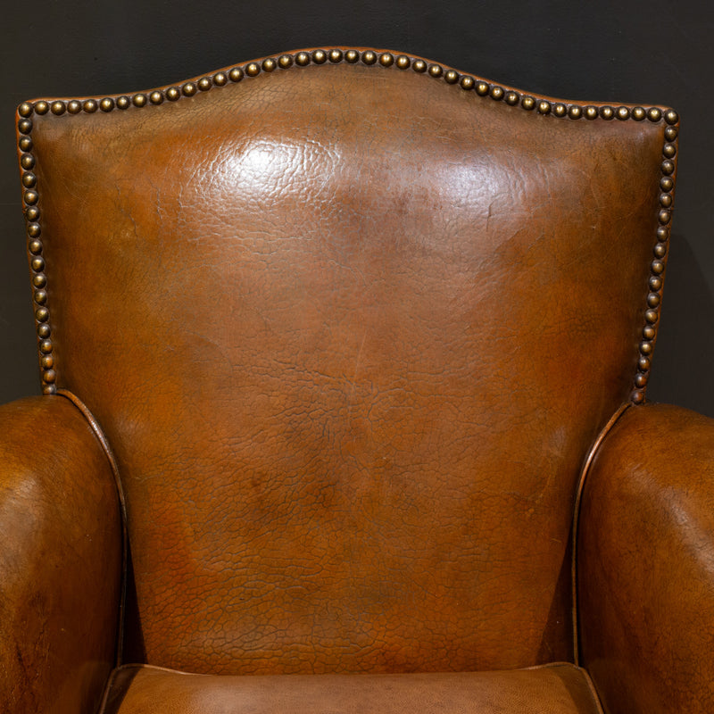 French Art Deco Mustache Leather Club Chairs c.1930