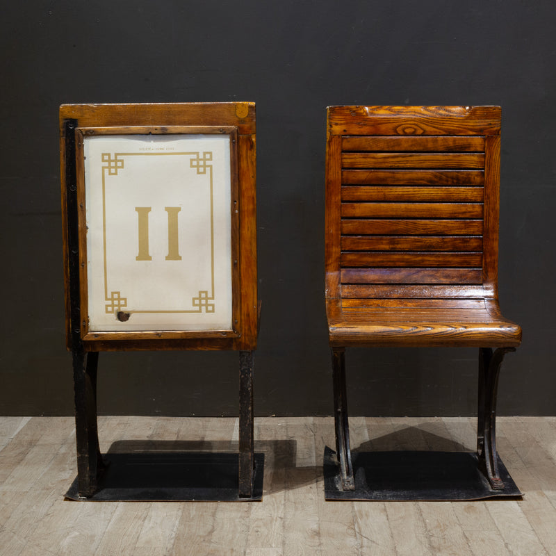 Early 20th c. Pair of Tall Second Class Paris Metro Seats c.1908