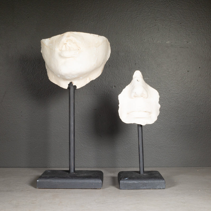 Early 20th c. Plaster Cast Nose and Mouth Sculpture c.1900-1930