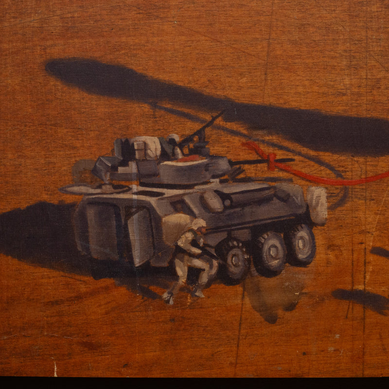 Banksy Style, Girl Pulling Tank, Print on Wood