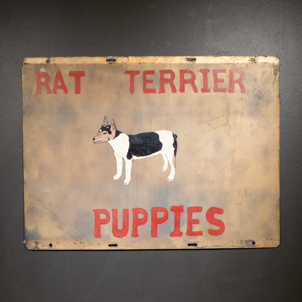 Vintage Double Sided Rat Terrier Puppies Sign c.1930