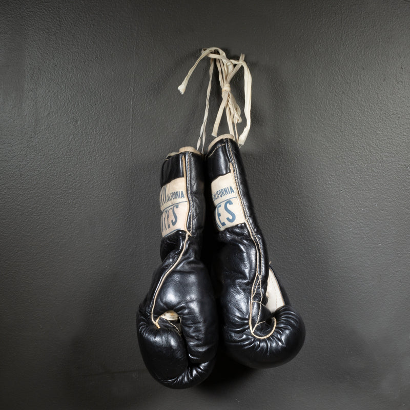 Rare Ray Flores Black Leather Boxing Gloves c.1950