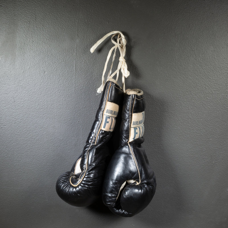 Rare Ray Flores Black Leather Boxing Gloves c.1950