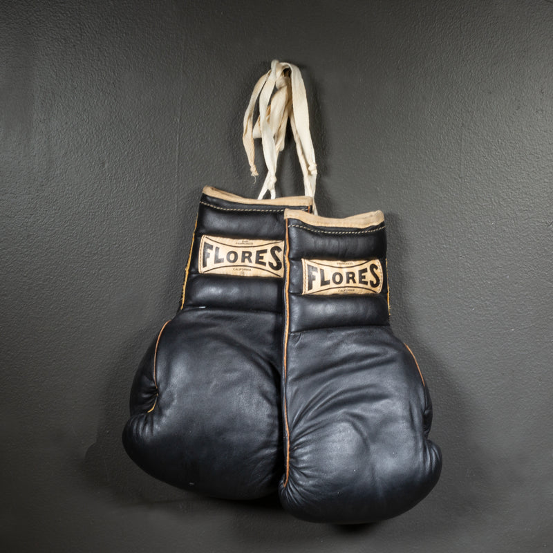 Rare Flores Black Leather Boxing Gloves c.1950