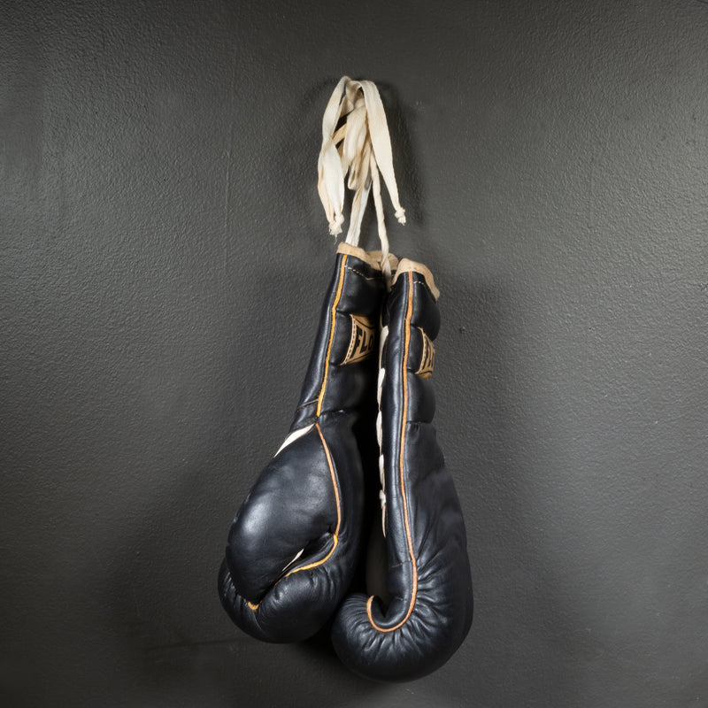 Rare Flores Black Leather Boxing Gloves c.1950