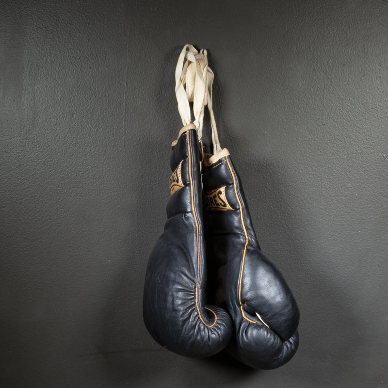 Rare Flores Black Leather Boxing Gloves c.1950