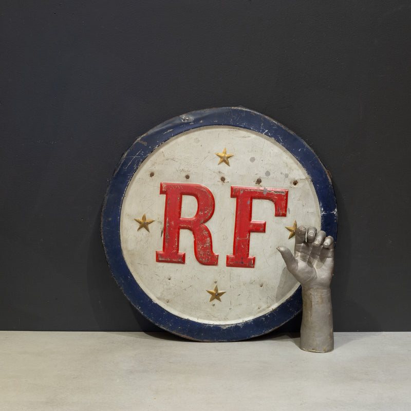 Mid-Century République Francais Metal Flag Holder/Sign c.1960s