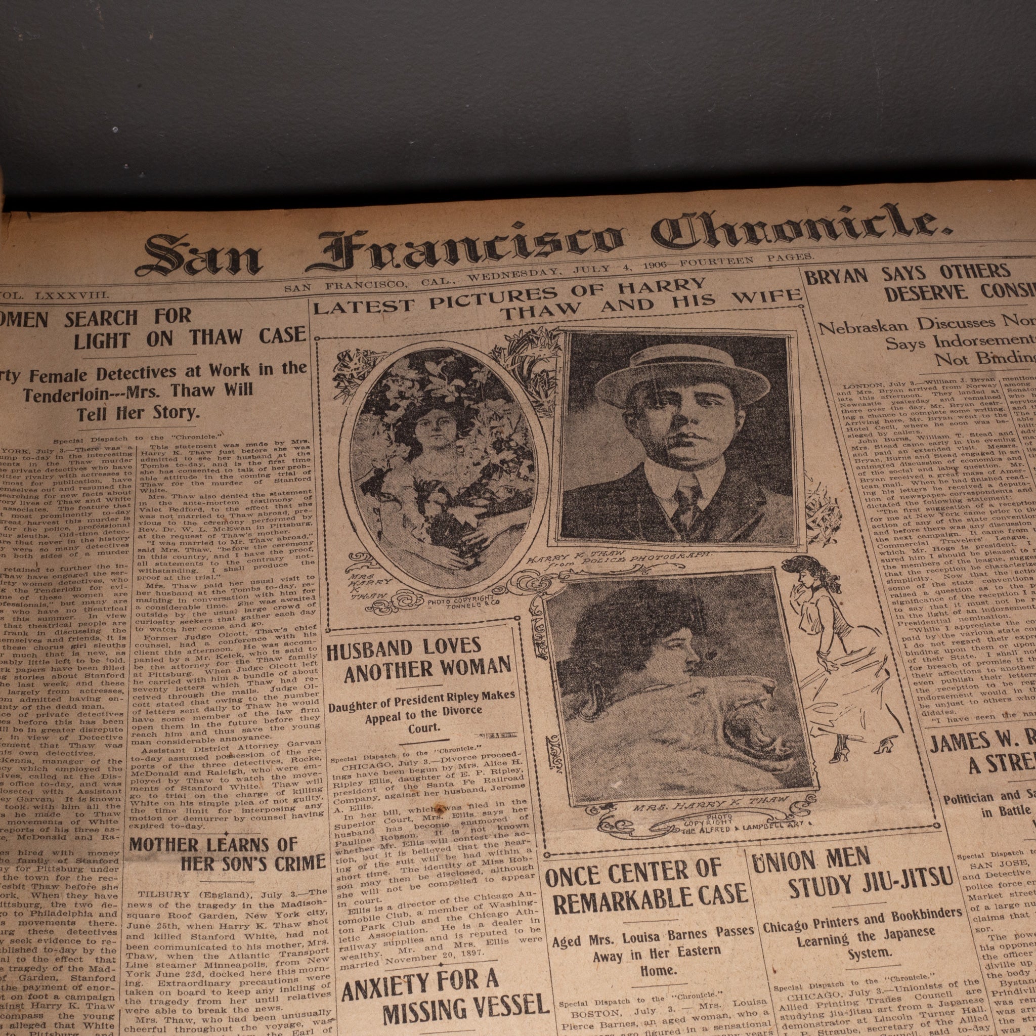 Large san francisco chronicle bound newspaper book c 1906 s16 home