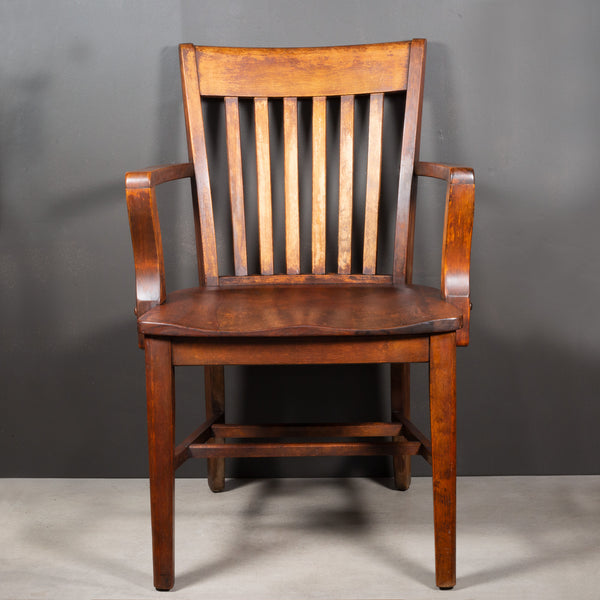 Antique Solid Oak Banker's Desk Chair c.1930-1956