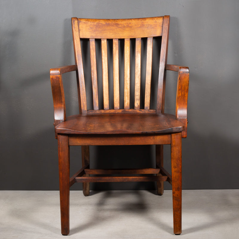 Antique Solid Oak Banker's Desk Chair c.1930-1956