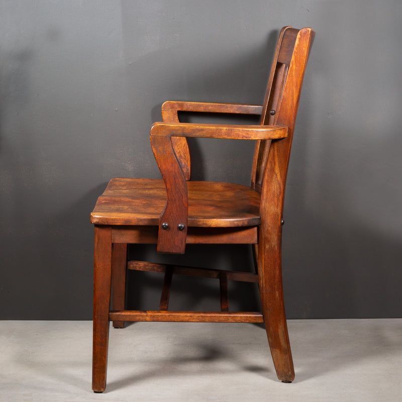 Antique Solid Oak Banker's Desk Chair c.1930-1956