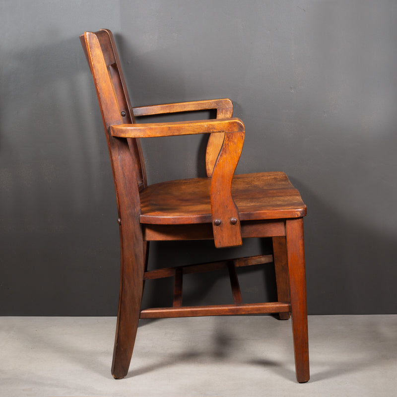 Antique Solid Oak Banker's Desk Chair c.1930-1956