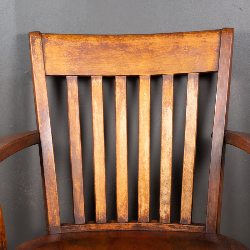 Antique Solid Oak Banker's Desk Chair c.1930-1956