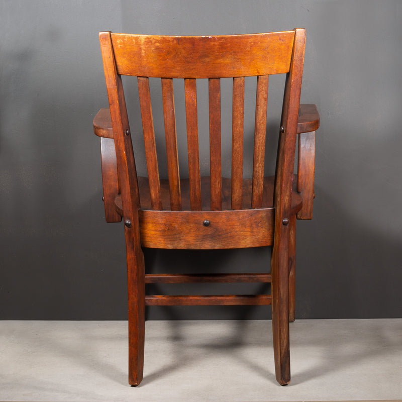 Antique Solid Oak Banker's Desk Chair c.1930-1956