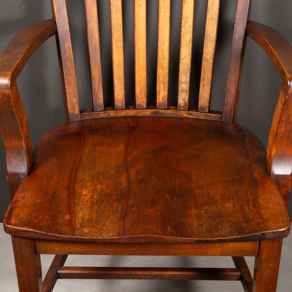 Antique Solid Oak Banker's Desk Chair c.1930-1956