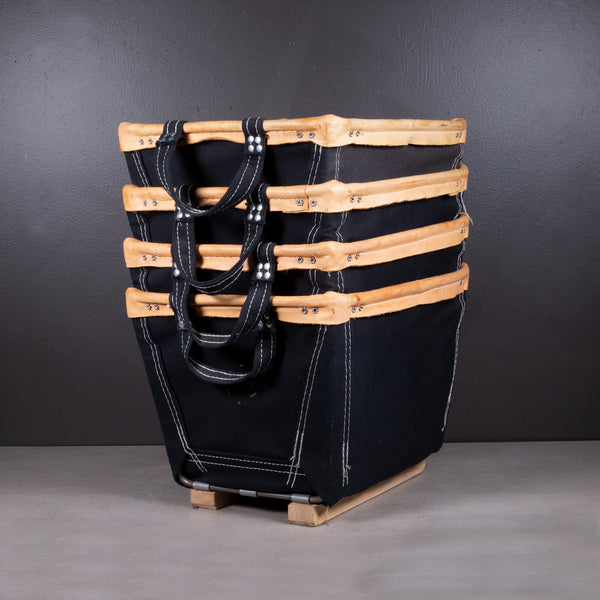 "Steel" Canvas Basket Corp Baskets with Leather Trim